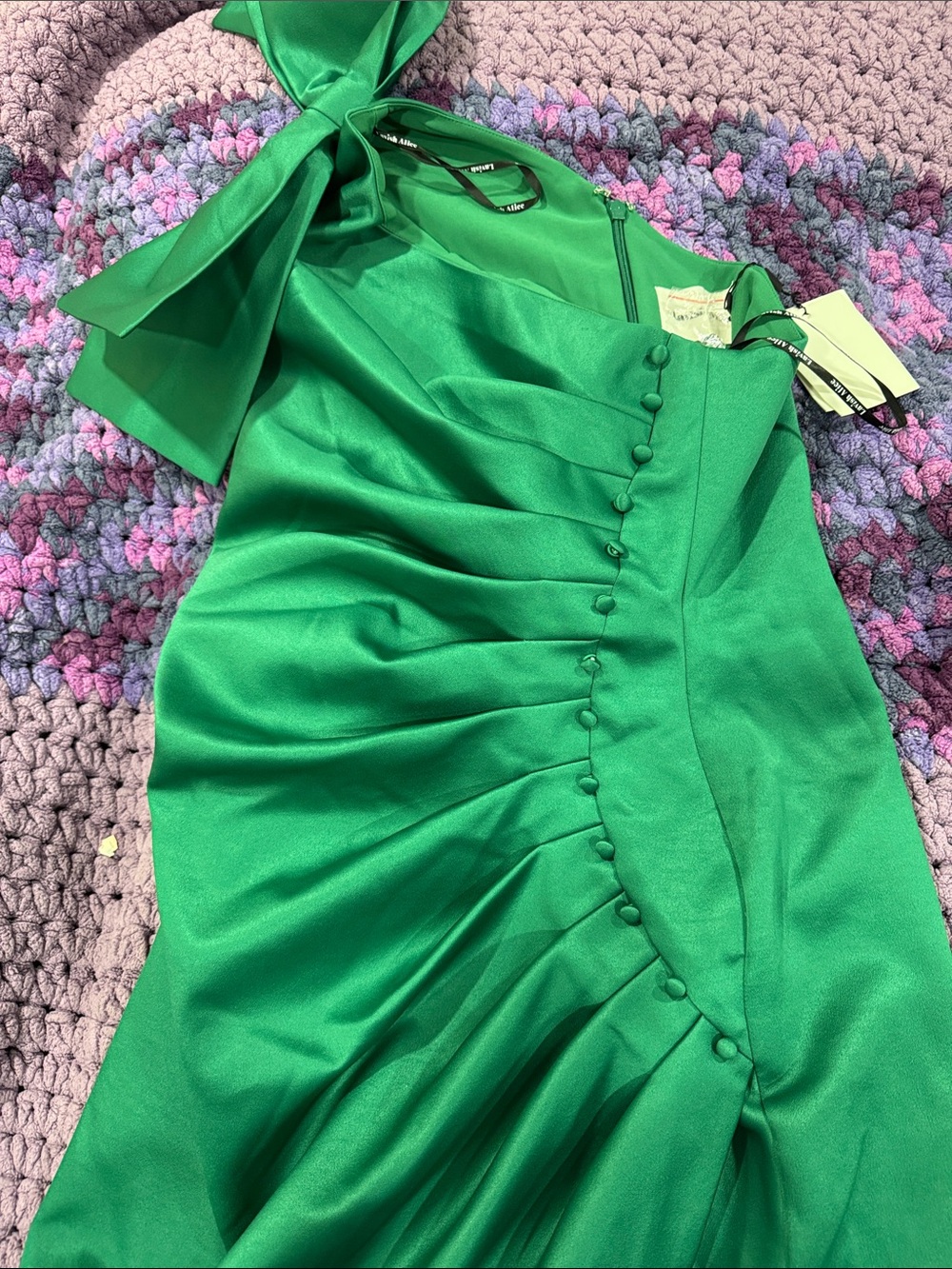 Lavish Alice Emerald Green Satin One-Shoulder Wedding Dress